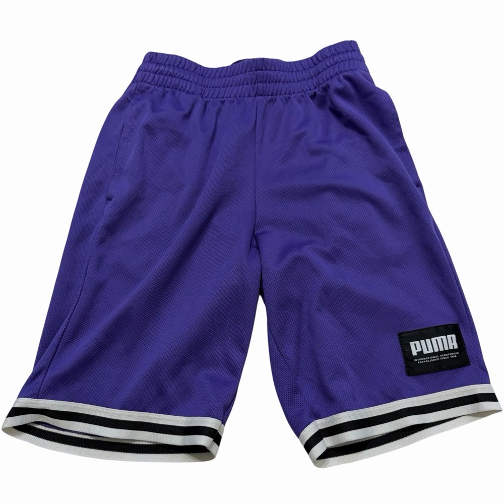 PUMA Men's Small Purple Mesh‎ Basketball Shorts Elastic Waist Logo